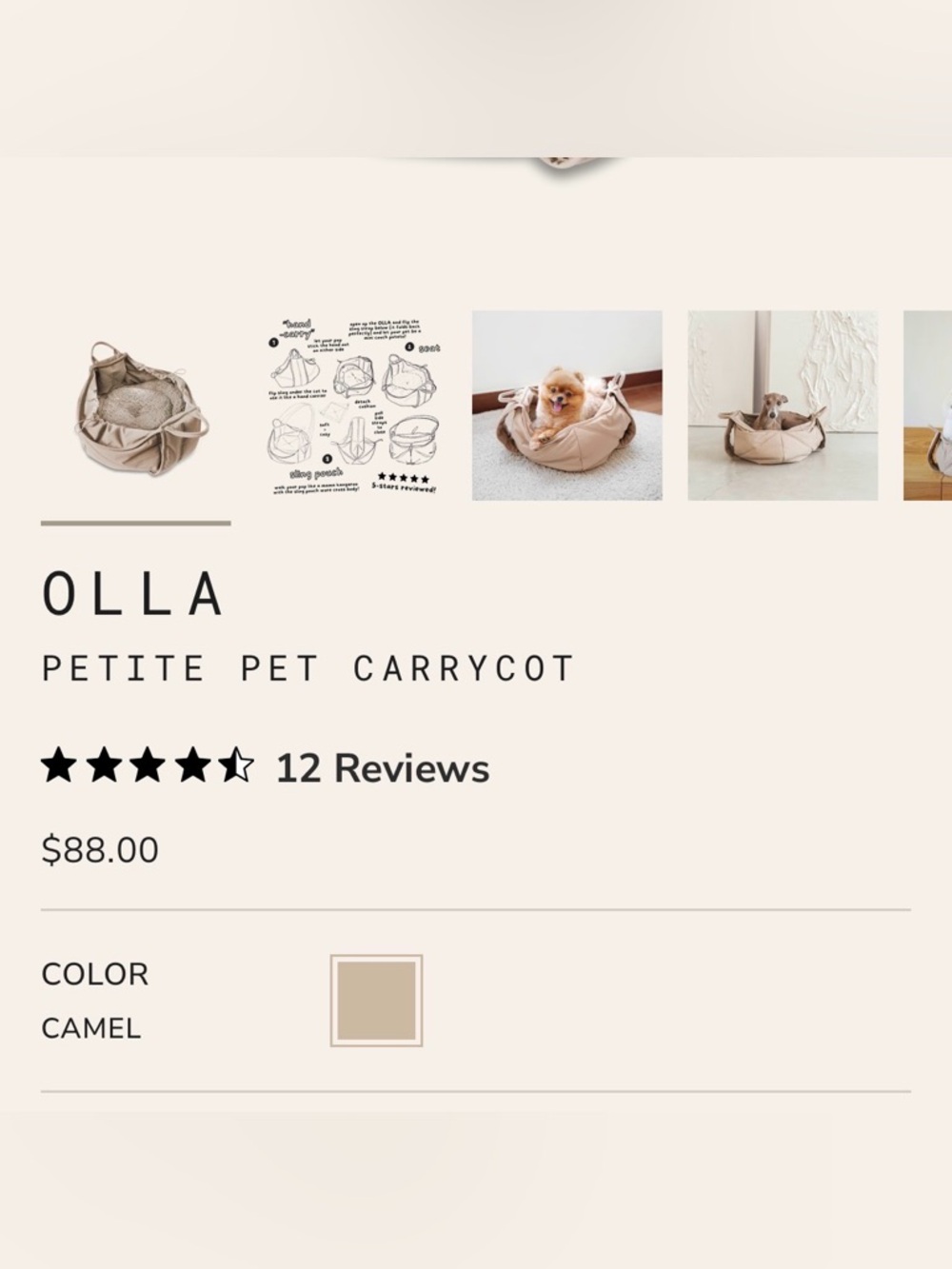 Lambwolf Collective OLLA Petite Carrycot Sling Pet Carrier - Picture 2 of 11
